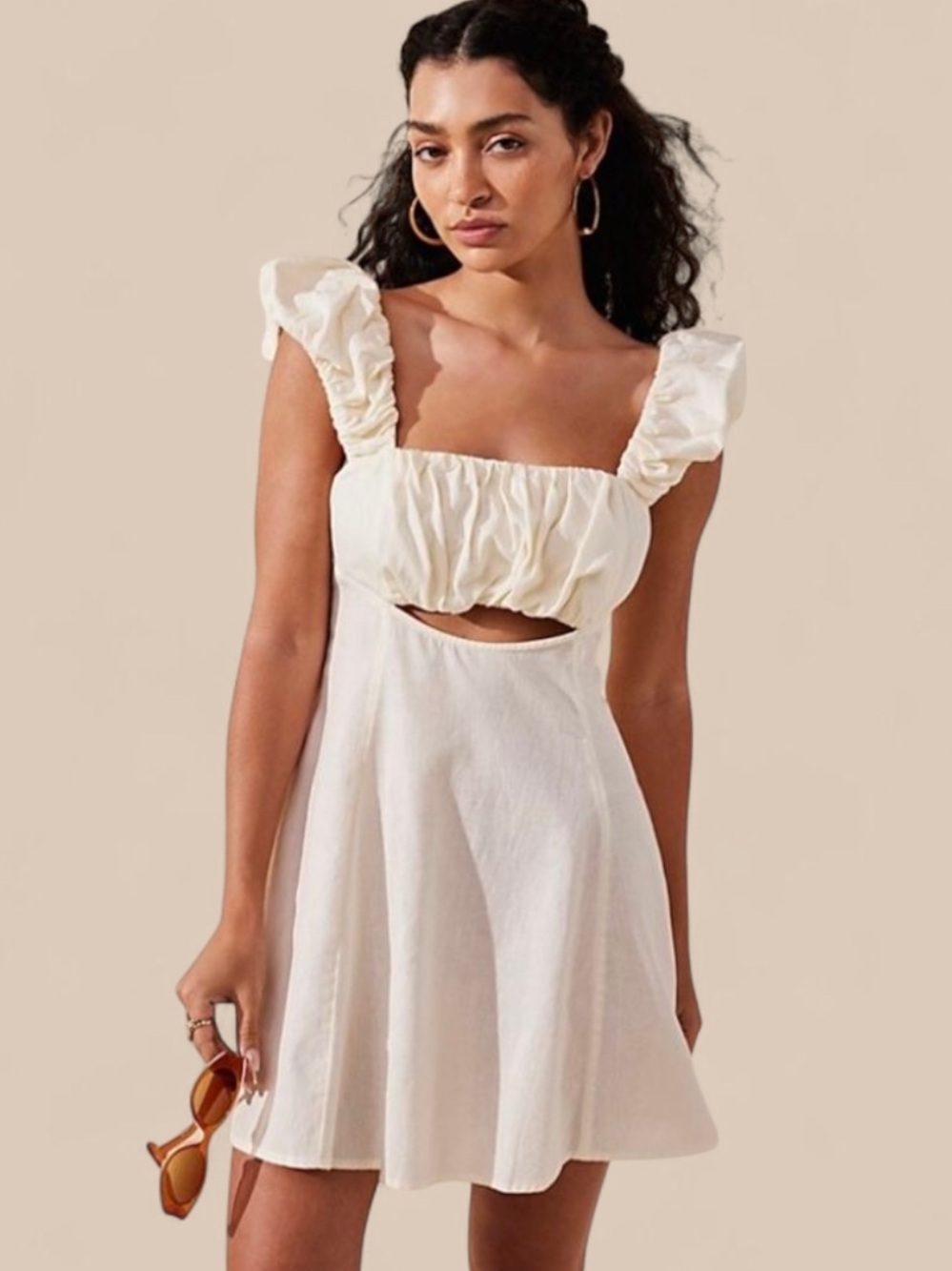 Free People Linen Bom Bom Mini Dress